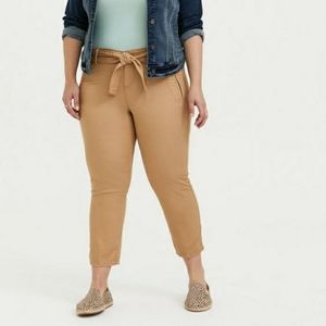 Torrid Self Tie Crop Utility Pant Twill Khaki Brown Women's Size 10